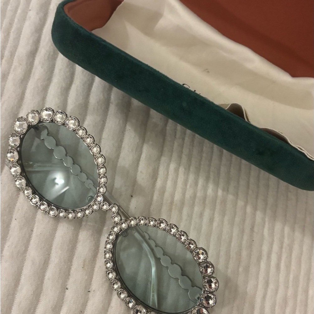 Elegant Silver Crystal-Embellished Sunglasses